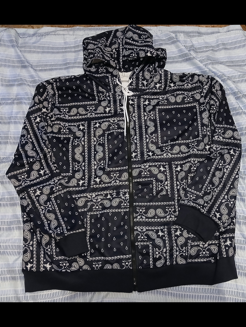 Black Paisley Zip-Up Hoodie - Men